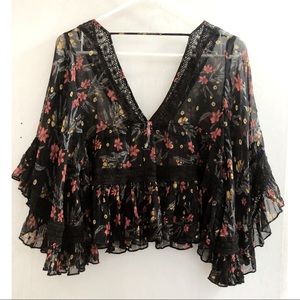 Free People | Floral Cropped Blouse